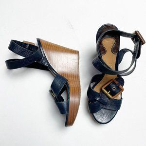Chloe Wedge Heel Ankle Strap Navy Sandals 35.5